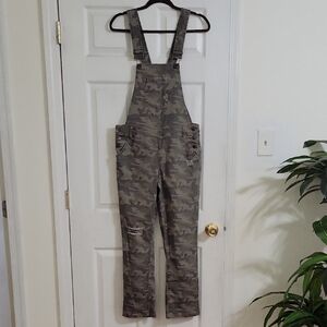 Vanilla Star Camo Denim Overalls in Olive